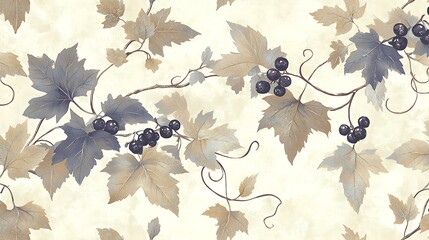 A detailed and refined dark floral pattern with a blend of deep berries, frosty leaves, and muted hues, bringing elegance to winter clothing and accessories.