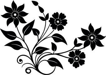black and white floral flower silhouette background