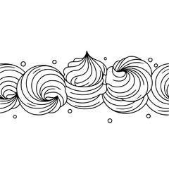 Whimsical Dessert Illustration: Swirled Cream Design, Monochromatic Style