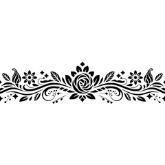 Elegant Black Floral Border Design on White Background