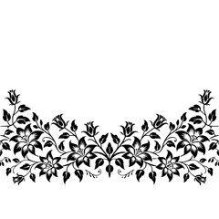 Elegant Floral Border Vector: Black & White, Flourish Design