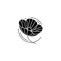 Minimalist Black & White Poppy Flower Logo, Elegant Design