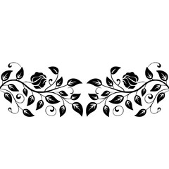 Elegant Floral Border Silhouette in Black on Gradient Background