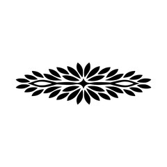 Elegant Black Floral Divider Element, Botanical Vector Illustration