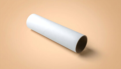 White Cardboard Tube on Beige Background