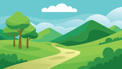 Obraz premium Beautiful nature field and mountine landscape vector ilustration