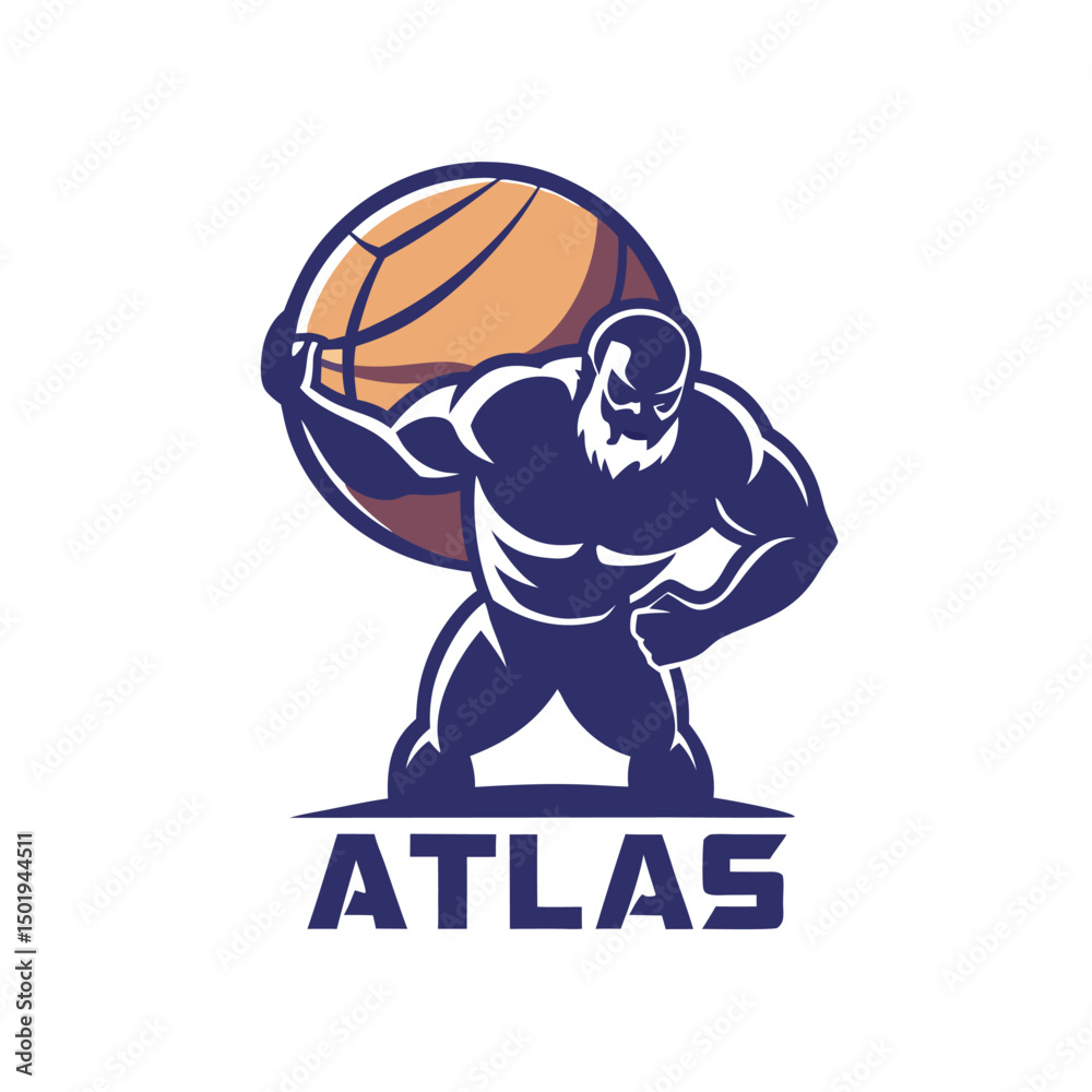 Poster strong figure holding globe in a vector illustration representing global strength and resilience wit