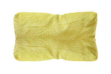 Yellow pillow isolated on white background