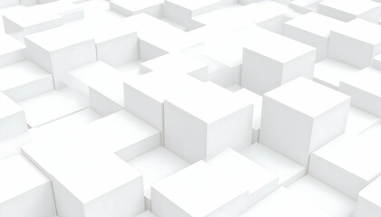 White Geometric Cube Abstract Background