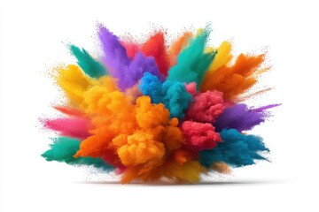 Obraz premium Colorful powder paint explosion on white background
