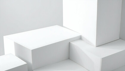 White Geometric Cubes Abstract Minimalist Product Display