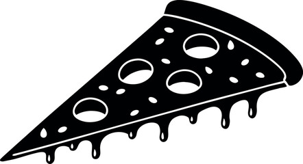 Slice pizza with melted cheese dropping from pizza watercolor vector art set