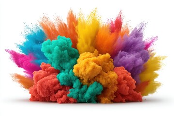Colorful powder explosion effect on white background