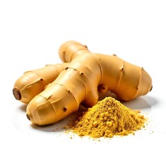 turmeric powder on white background