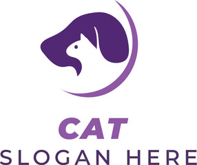 Vivid Purple Cat and Dog Head Vector Art – Bold and Modern
