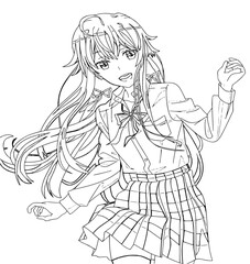 Drawn anime coloring pages illustration	