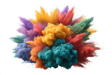 Colorful powder paint explosion on white background