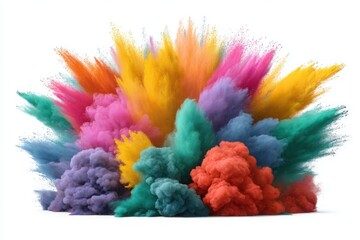 Colorful powder paint explosion on white background