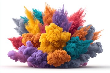 Colorful powder explosion effect on white background