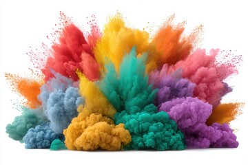 Colorful powder explosion effect on white background