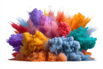 Colorful powder explosion effect on white background