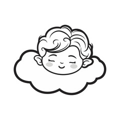 Fototapeta premium Vector Child Face Resting On Cloud
