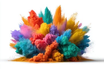 Obraz premium Colorful powder paint explosion on white background