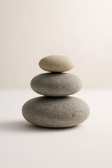 Stacked Zen Stones on Light Background