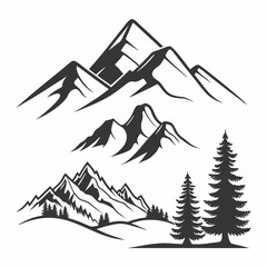 Vector illustration - set of mountain shapes, logo elements