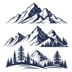 Vector illustration - set of mountain shapes, logo elements
