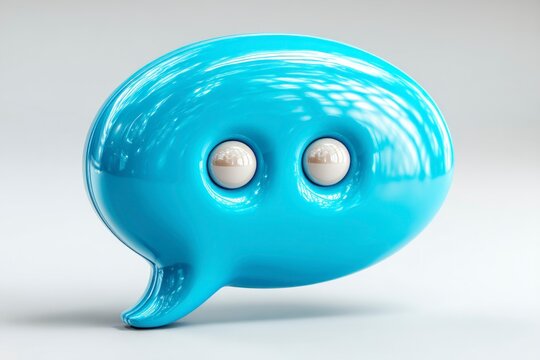 Bright Blue Speech Bubble with Expressive Eyes Fun and Engaging Communication Icon for Creativ