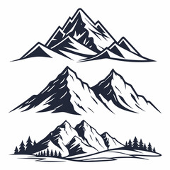 Vector illustration - set of mountain shapes, logo elements