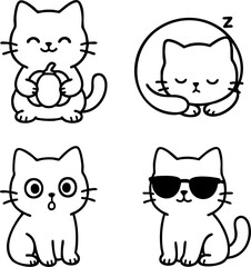 Minimalist Cat Line Art Illustration - Vector