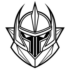 Sleek Sci-Fi Battle Helmet Vector on White
