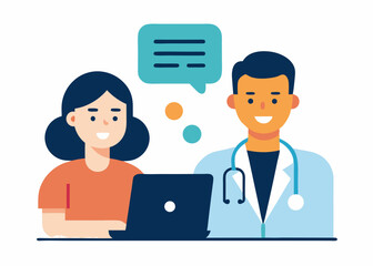 Online Doctor Consultation Personal Physician Advising Patient on Landing Page