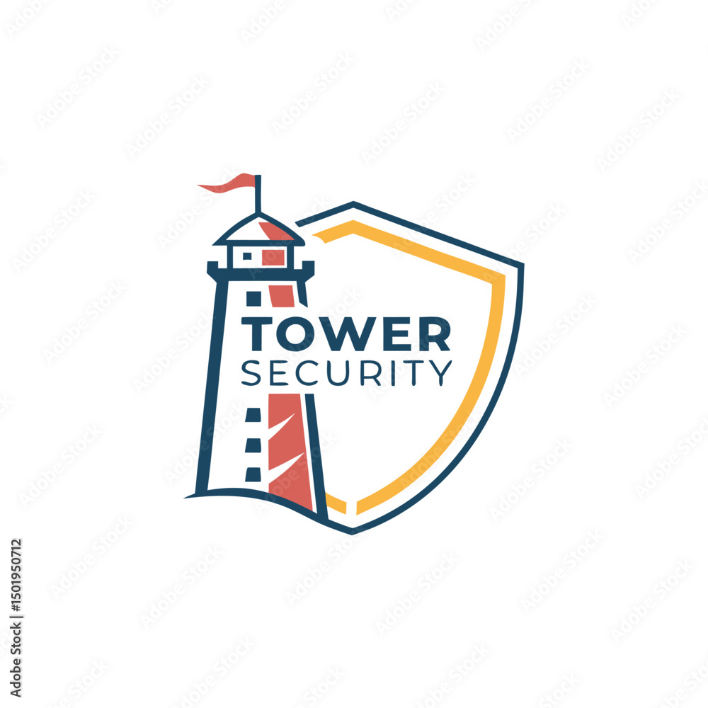 Aufkleber vector illustration of a lighthouse logo representing tower security with bold design elements for b
