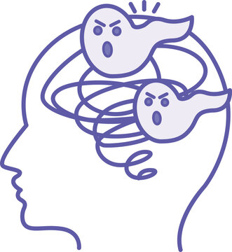 Colored Schizophrenia Icon. Vector Illustration. Mental Illness, Hallucinations, Psychosis, Speech Impairment. Mental Health Concept