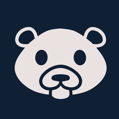 Cartoon vector illustration of a friendly bear face, wildlife and nature theme against dark background