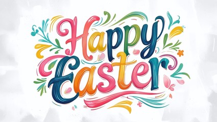 Obraz premium Vibrant Colorful Happy Easter Hand Lettering Design