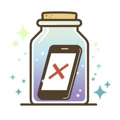 スマホ断ち・デジタルデトックスを象徴するイラスト素材