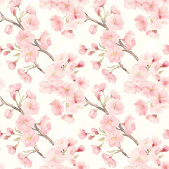 Fototapeta premium Seamless pattern of pink cherry blossoms