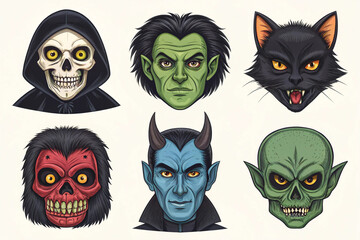 Spooky Horror Cartoon Illustration – Creepy Characters, Haunted Scenes, and Halloween Vibes