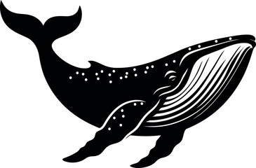 Elegant Black and White Whale Silhouette