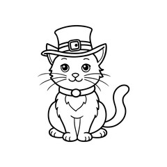coloring page happy irish cat line art vector