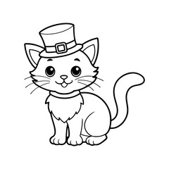 coloring page happy irish cat line art vector