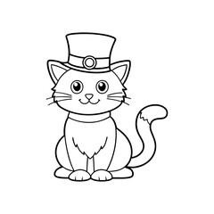 coloring page happy irish cat line art vector