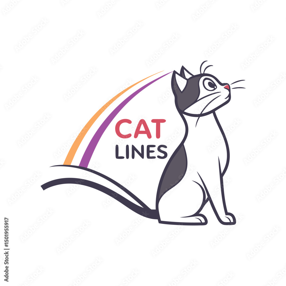 Poster vector illustration of a cat logo with a sleek design, showcasing an elegant profile and contemporar
