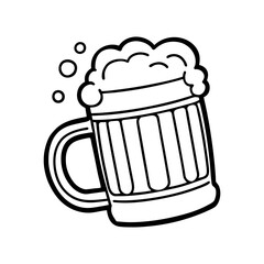 mug of beer with foam line art vector