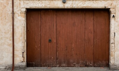 Old rustic wooden door in full frame and free space for text