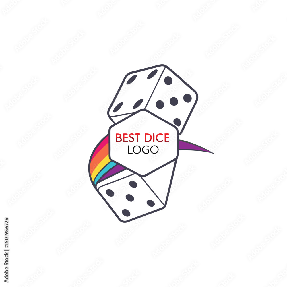 Aufkleber Colorful vector illustration of dice logo showcasing creative design elements with dynamic shapes and vibrant colors